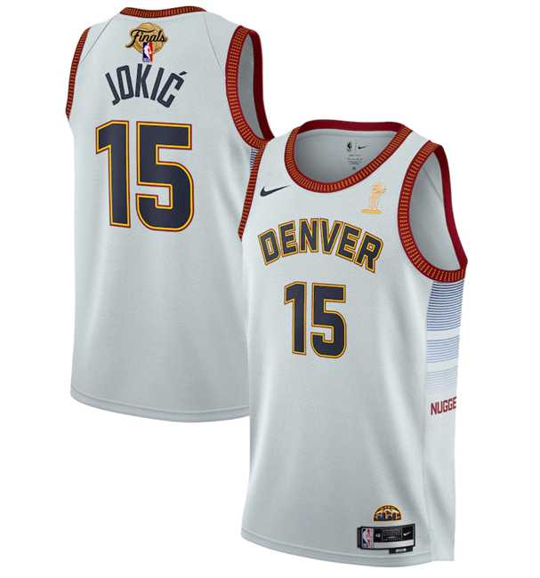 Men's Denver Nuggets #15 Nikola Jokic White 2023 Finals Champions Icon Edition Stitched Basketball Jersey,We sell and wholesale Men's Denver Nuggets #15 Nikola Jokic White 2023 Finals Champions Icon Edition Stitched Basketball Jersey on line form chian!